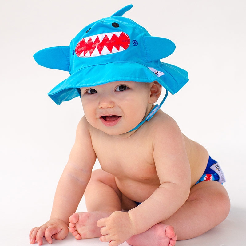 美国Zoocchini 婴幼儿童宝宝抗紫外线防晒太阳帽+隔尿游泳裤套装