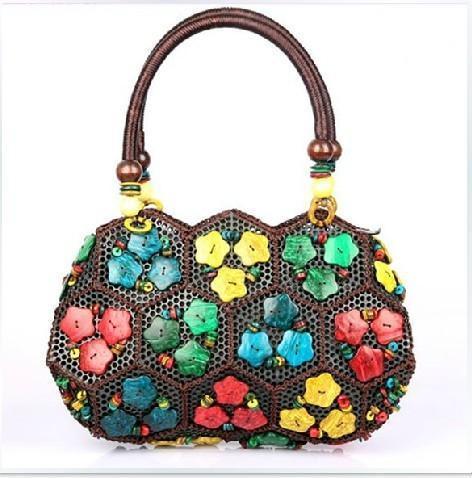 包包2013新款海南特色 彩色椰壳手提包 单肩包 森女系  手工编织