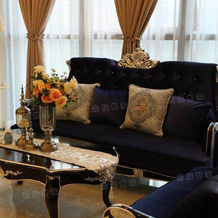 欧式沙发新古典客厅沙发现代简约高档布艺沙发实木雕花小户型沙发