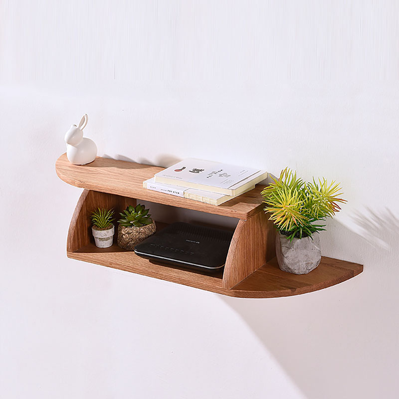 实木机顶盒置物架 现代简约壁挂卧室客厅无线路由器收纳盒多功能
