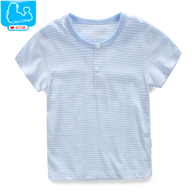 婴儿衣服夏季装0-123岁男女宝宝夏衣服纯棉前开领短袖t恤上衣