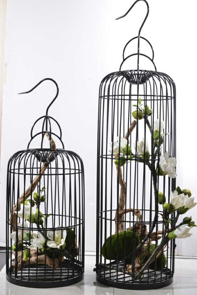 美式铁艺装饰鸟笼欧式婚庆橱窗摆件婚礼金属摄影道具白色大号鸟笼