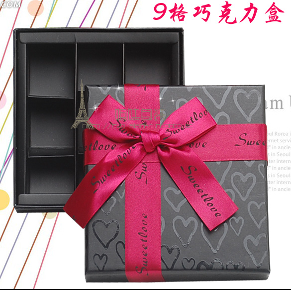 全新黑色9格巧克力礼品盒批发 糖果盒 点心盒 高档分格包装盒