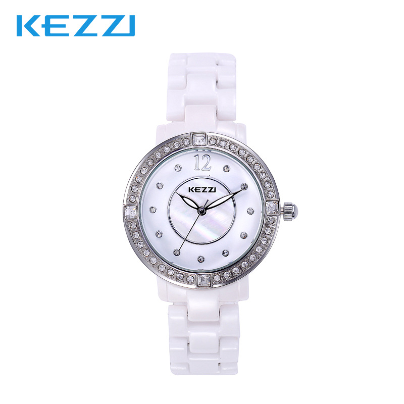 包邮 珂紫KEZZI 韩版经典复古水钻石英手表 带钻陶瓷表K-800