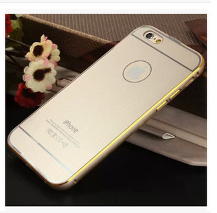 iphone6双色圆弧金属边框带后盖PC背板苹果6plus手机壳保护套外壳