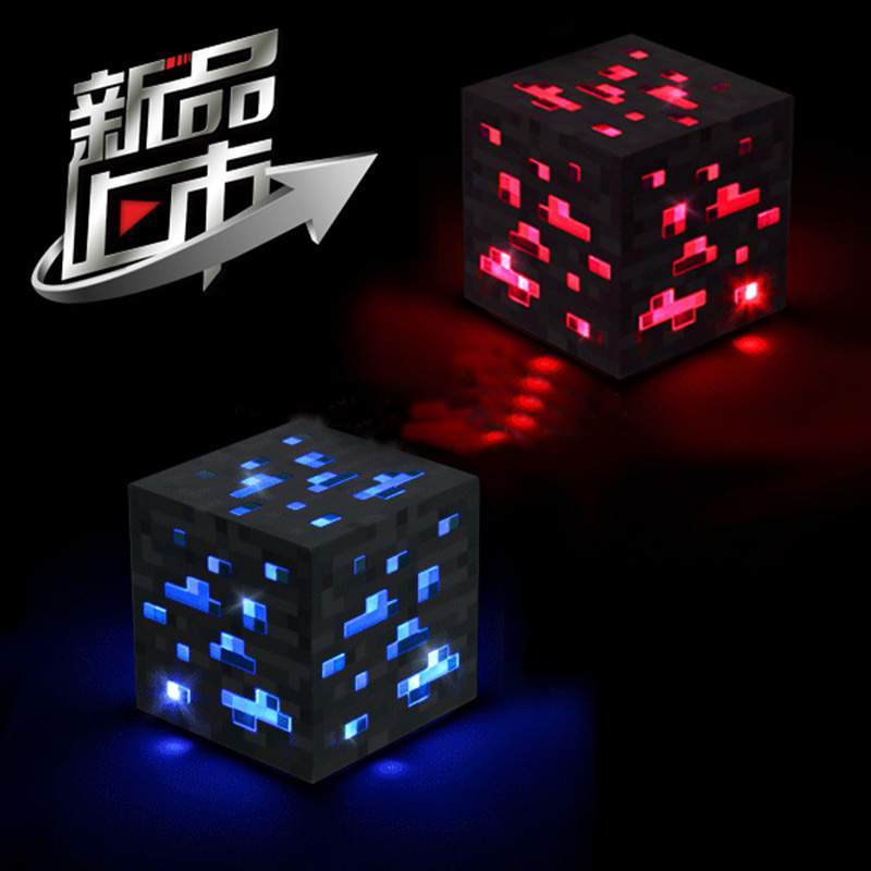 我的世界Minecraft触碰LED可亮灯红色蓝色石块矿灯四方灯现货包邮