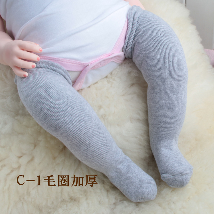 0-1-3岁女婴宝宝长袜子护大腿袜护膝袜加厚毛圈婴儿长筒袜秋冬款
