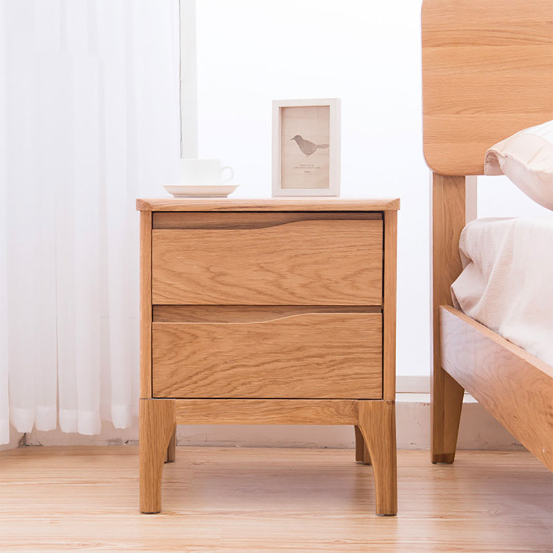名门匠橡 现代简约全实木床头柜卧室白橡木日式抽屉式整装小柜子