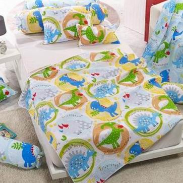 韩国正品代购 卡通恐龙婴幼儿童宝宝夏季薄被盖被枕套床品2件套