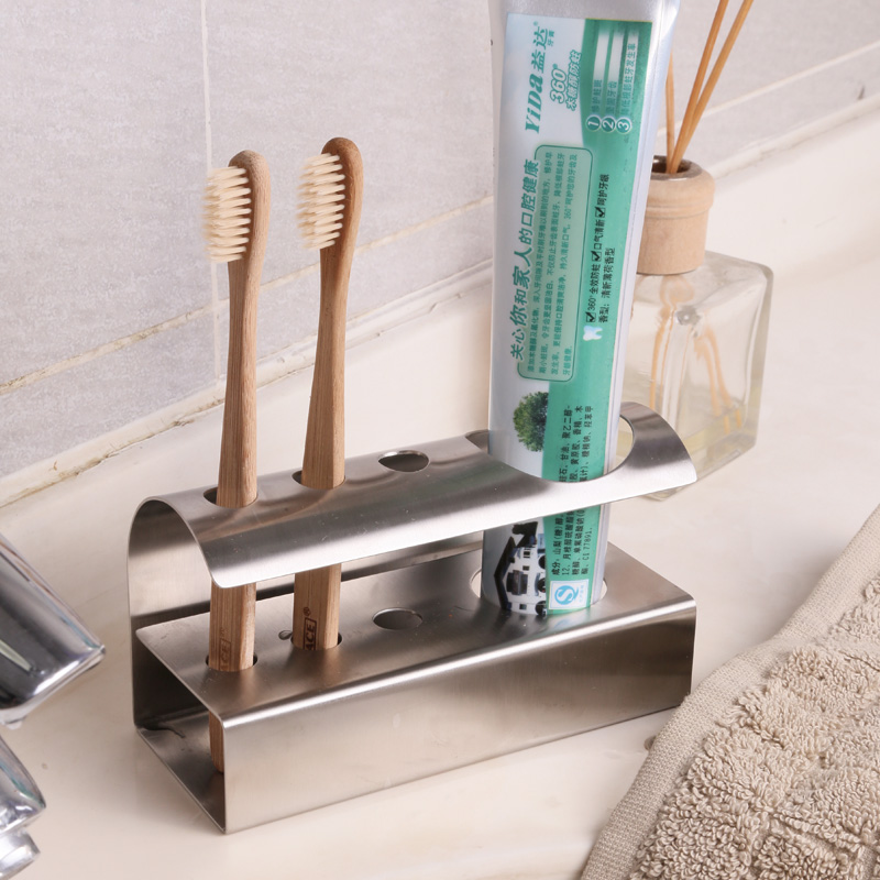 不锈钢牙膏牙刷架创意情侣浴室洗漱牙具座卫生间收纳卫浴用具欧式