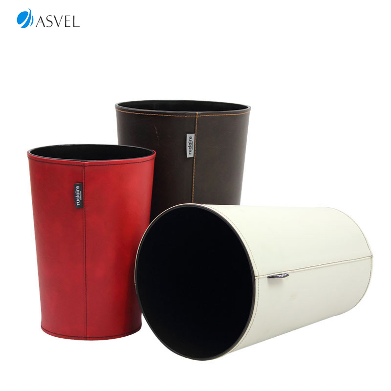 日本ASVEL 皮革垃圾桶 欧式垃圾筒 创意收纳桶时尚废纸篓大号包邮