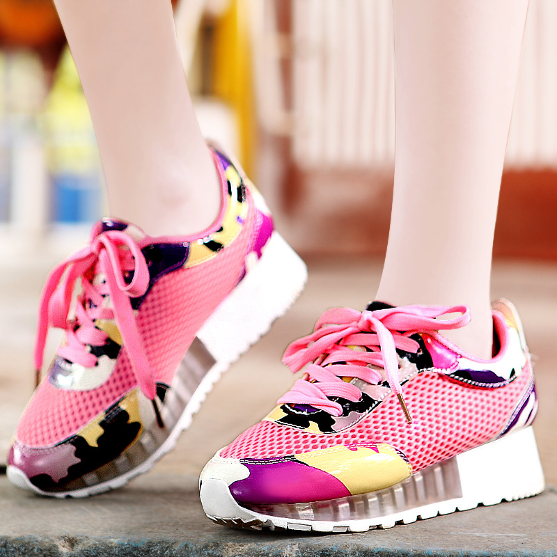 莫蕾蔻蕾女鞋2015夏季新款运动风透气女网鞋韩版厚底休闲鞋摇摇鞋