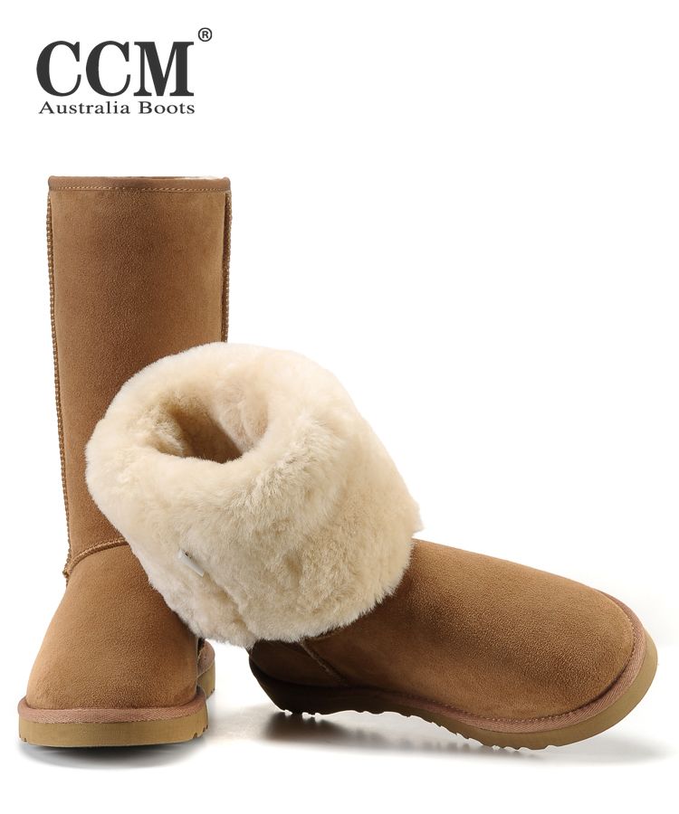 2015秋冬女靴澳洲正品代购CCM雪地靴羊皮毛一体高筒真皮长靴5815
