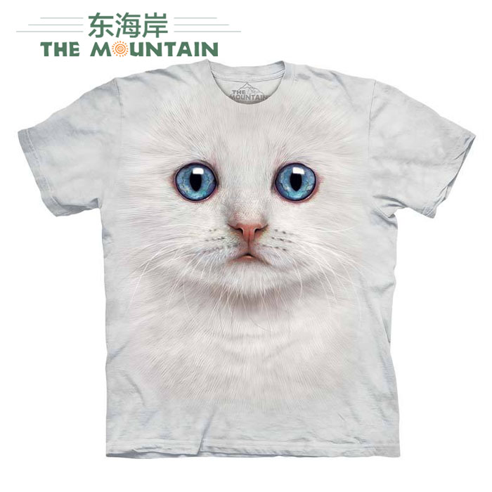 美国代购The Mountain象牙小猫女款亲子夏装可爱圆领打底短袖T恤