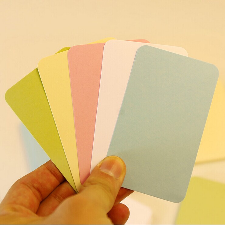 彩色单词卡 留言卡 空白卡片 小卡片 DIY书签 牛皮纸盒装100张入