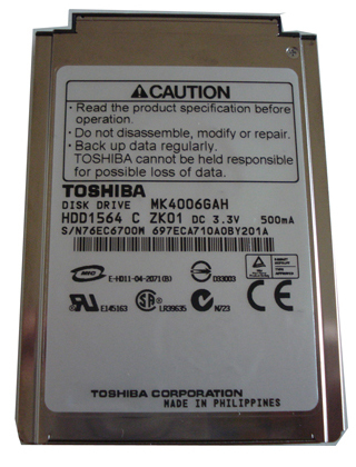 Toshiba/东芝1.8寸40G硬盘 CF-IDE笔记本硬盘 MK4006GAH