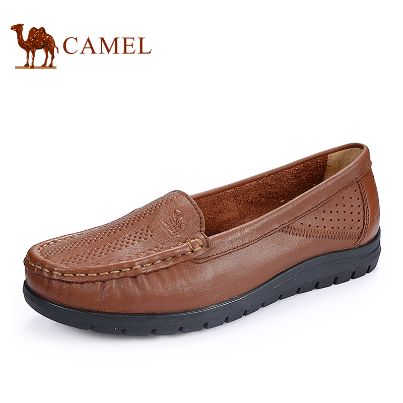 包邮Camel骆驼正品2015春季新款休闲真皮单鞋女鞋子A1314021