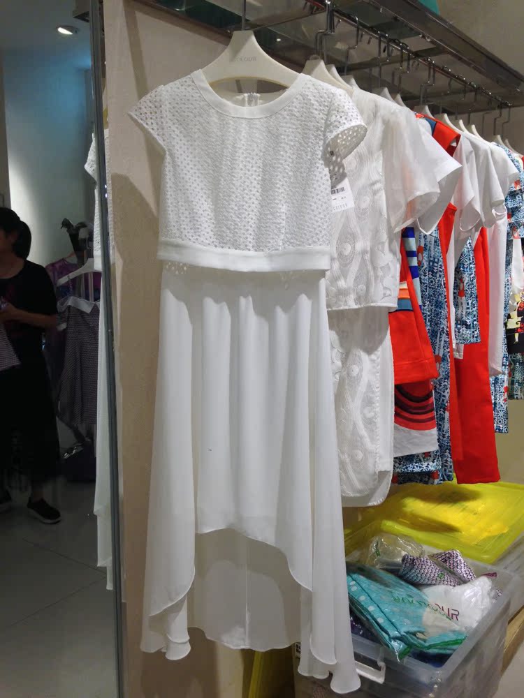魅力三彩2015夏装新款S520638雪纺修身短袖连衣裙女装 S520638L20