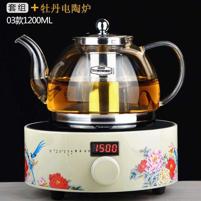 304茶壶不锈钢过滤泡茶壶璃煮茶壶套装耐热玻璃壶烧水壶电陶炉玻
