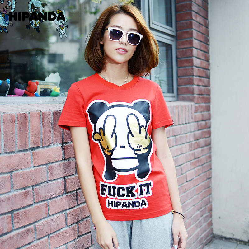【夏季上新】 HIPANDA 设计潮牌 女款 fuck圆领T恤