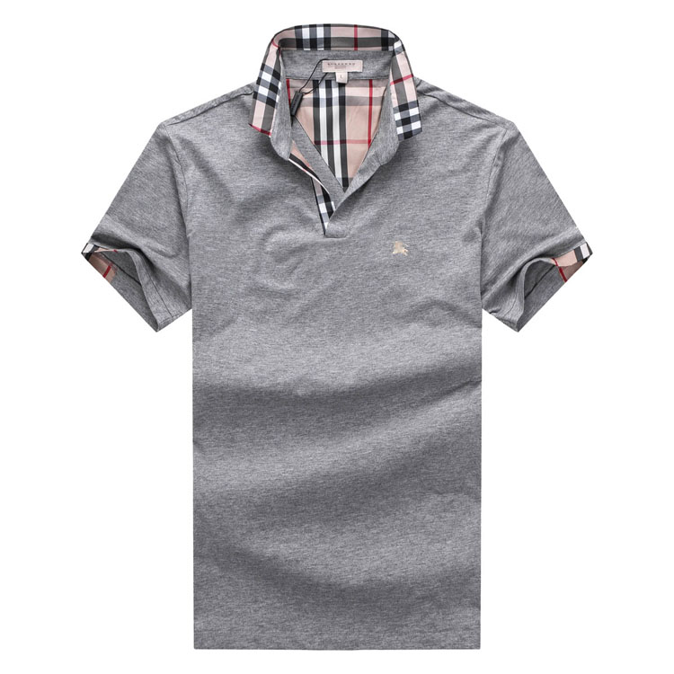纯色短袖T恤男士2015新款夏季新款纯棉格子翻领t恤商务休闲体恤衫