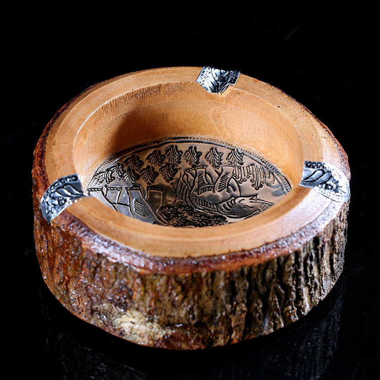 泰国烟灰缸实木烟缸摆件时尚个性工艺礼品创意大号复古家居东南亚
