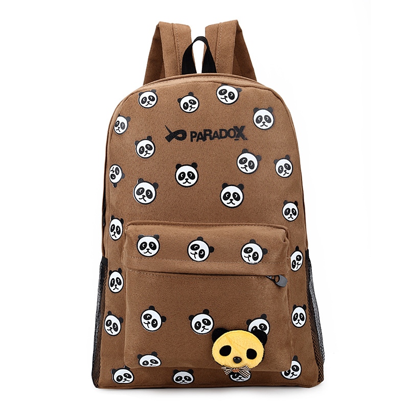 2015新款熊猫卡通可爱双肩包女韩版潮流学院风中学生书包旅游背包