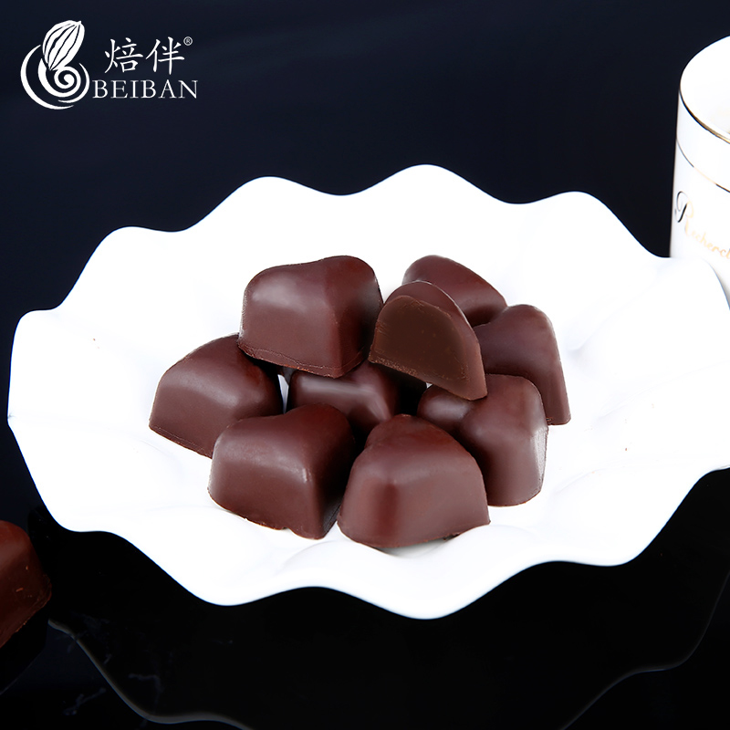 焙伴 进口原料纯可可脂心形黑巧克力经济袋装 100g厂家直销特价