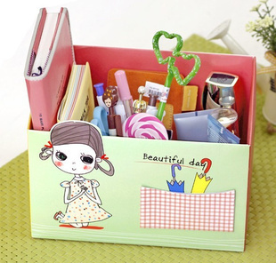 小口袋桌面收纳盒 DIY可爱女孩化妆品文具收纳