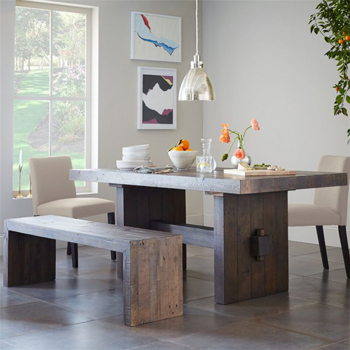 原实木餐桌复古长方形办公桌小户型茶几餐桌椅组合6人饭桌组装