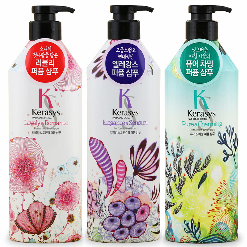 韩国进口正品爱敬Kerasys香水洗发水套装 持久留香无硅油花香男女
