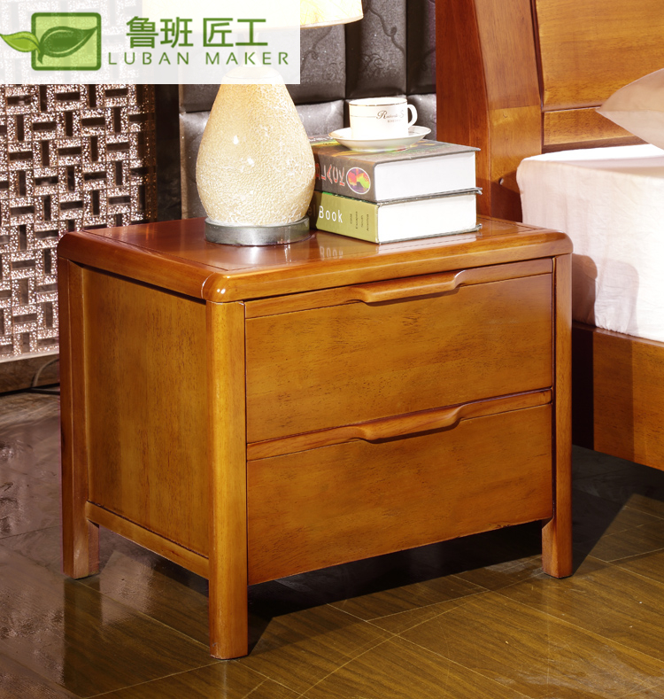 实木床头柜简约现代中式床头柜橡胶木简易储物柜卧室床边柜特价