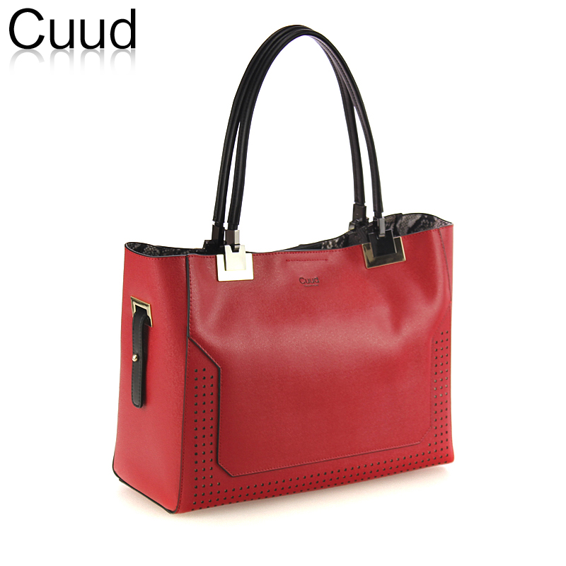 Cuud2015新款职业女包 高档镂空牛皮包单肩手提斜挎包 可拆洗内包