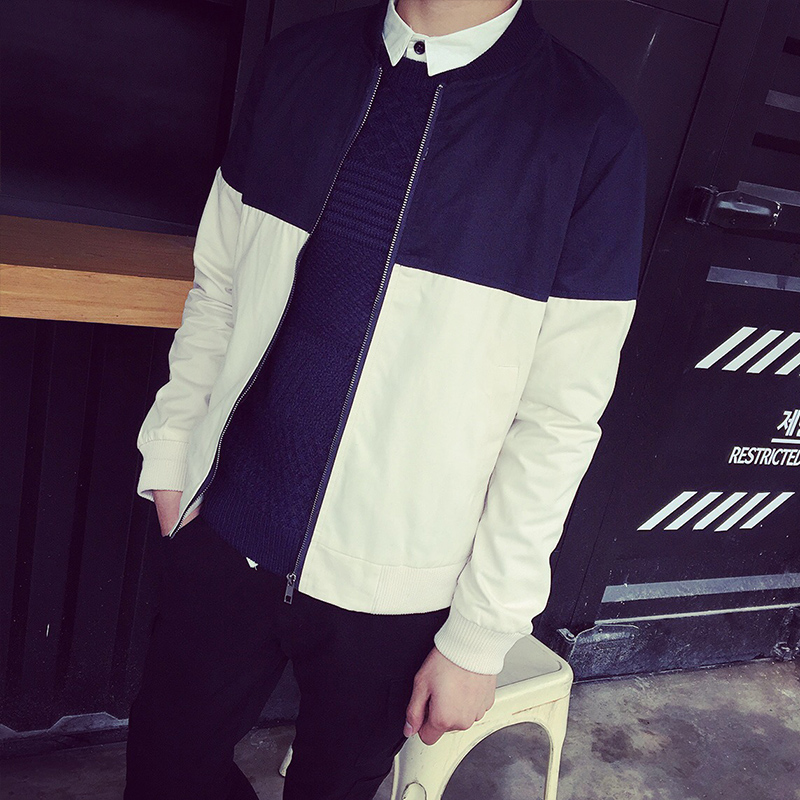 2015秋装新款时尚韩版开衫男士修身立领夹克男青少年外套