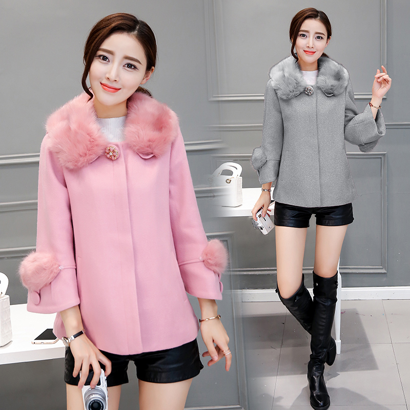 2016年秋冬新款韩版女装气质淑女时尚修身羊绒妮子大衣外套中长款