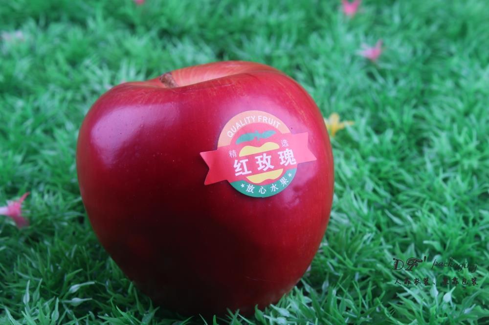 新品 红玫瑰苹果标签25枚 红富士标签 水果不干果贴超黏 丁峰包装