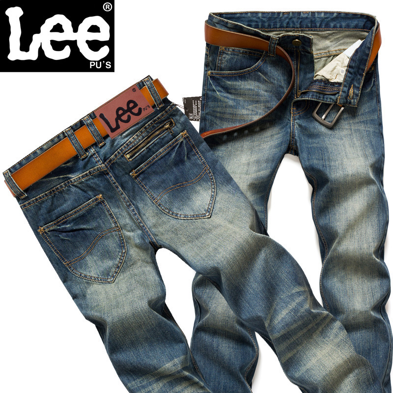 2015新款LEE PUS品牌牛仔裤男式 修身显瘦直筒经典水洗男士牛仔裤
