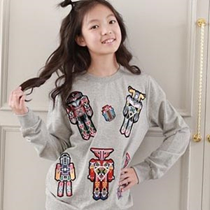 中大童装韩国进口正品代购2015秋季新款 EH女童卡通长袖T恤90221