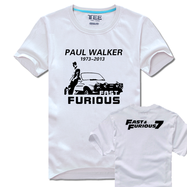 速度与激情7 Fast & Furious7保罗沃克男短袖t恤纪念款纯棉半袖衫