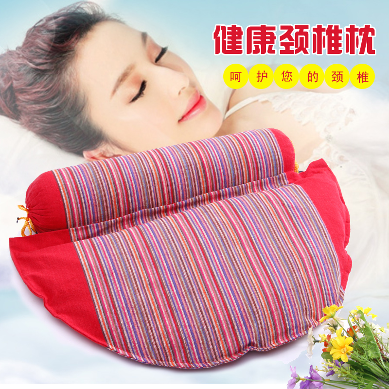老粗布组合枕糖果型颈椎枕荞麦壳枕头纯棉成人保健牵引枕护颈枕单
