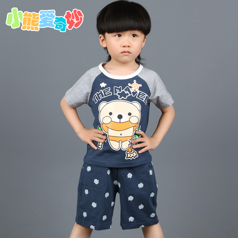 2-3-4-5-6岁纯棉夏装小童装2015新款韩版儿童男童女童短袖T恤套装