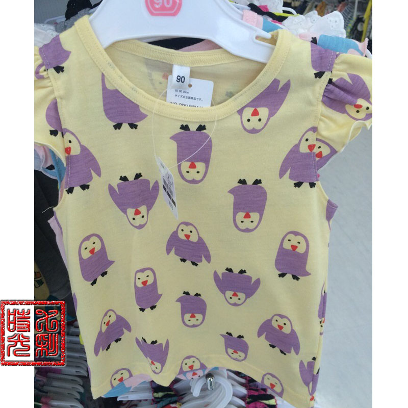 日本代购 西松屋 宝宝无袖T恤80-95cm 猫头鹰图案