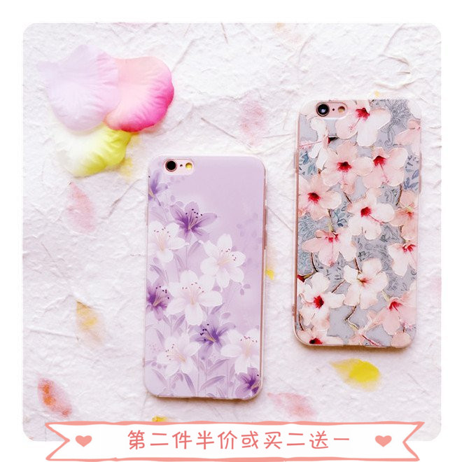 浮雕小清新iphone6s/7花朵手机壳苹果6plus保护套4.7全包硅胶软5S