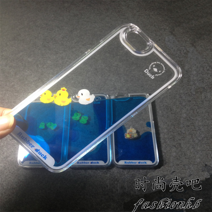 iPhone6会游动的小黄鸭手机套苹果6plus流动液体手机壳小鸭子5S壳