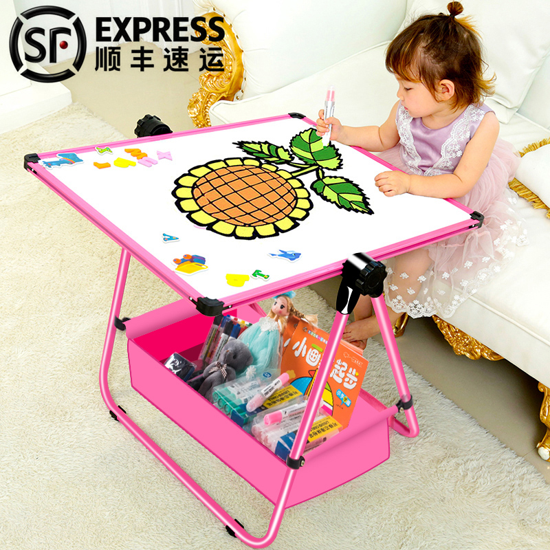 儿童画板磁性家用小黑板涂鸦板支架式画架可升降写字板宝宝小画板