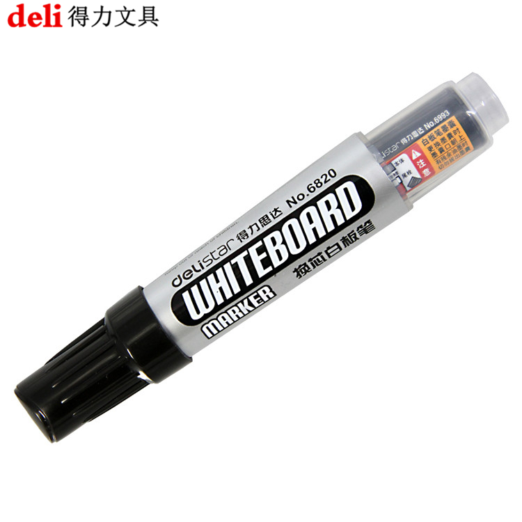 得力6820 易擦可加墨水白板笔 可换芯大容量演讲笔 2mm黑色可擦笔