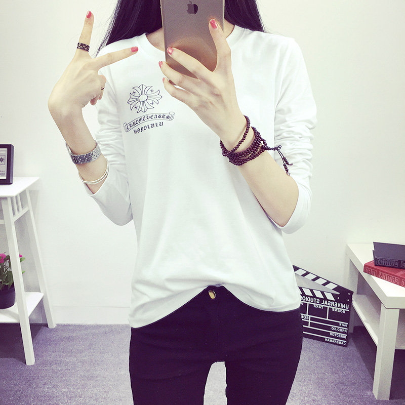 VIVI 字母欧美秋季新款长袖T恤韩版打底衫修身显瘦上衣大码女装潮