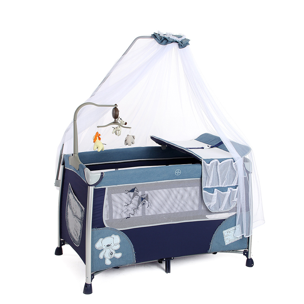 迪尼贝儿多功能婴儿床儿童床游戏床可折叠款宝宝床BB床游戏床蚊帐