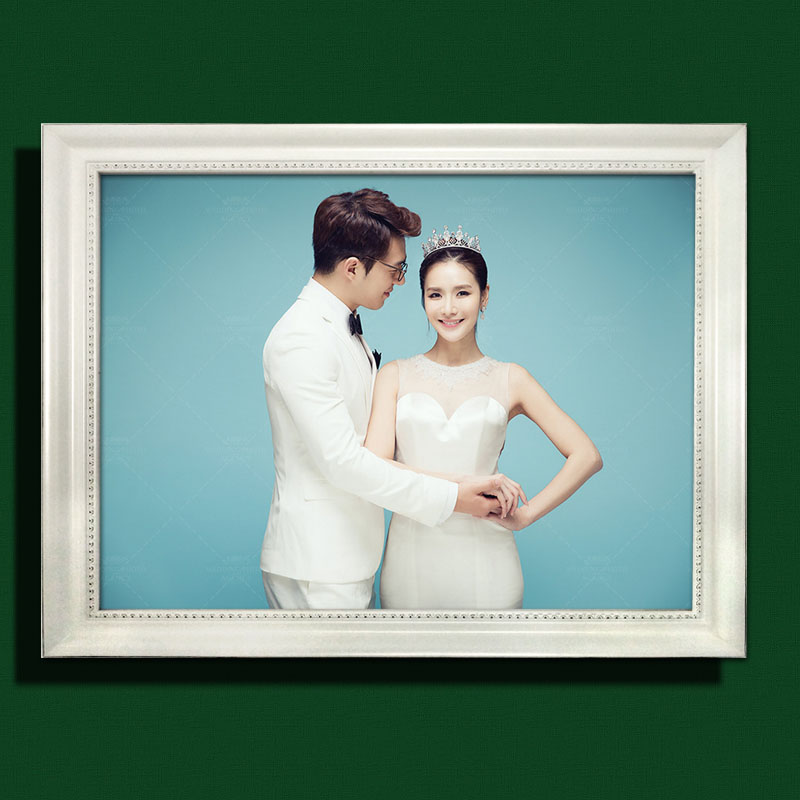 简约纯白韩式相框 现代时尚24寸36寸纯实木画框 婚纱照片挂墙定制