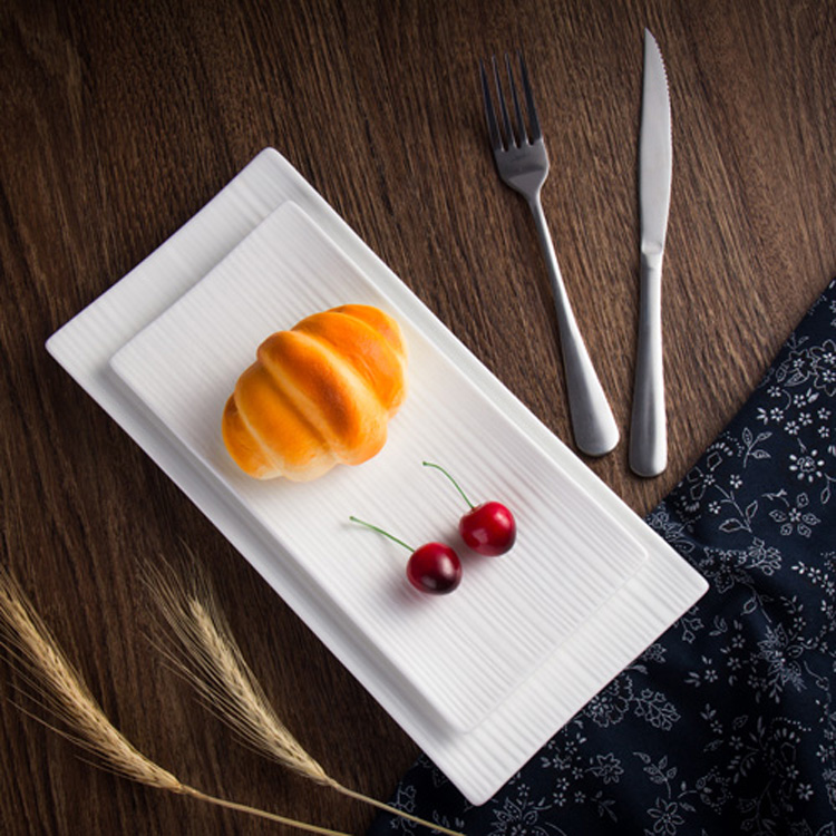 欧式浮雕陶瓷盘点心盘蛋糕盘碟子创意西餐具长方长条寿司盘面包盘